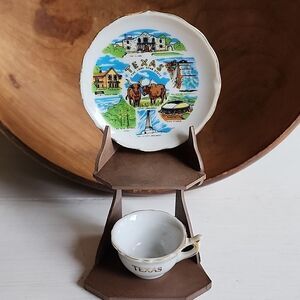 Vintage Mini Texas Souvenir Plate, Teacup and Stand